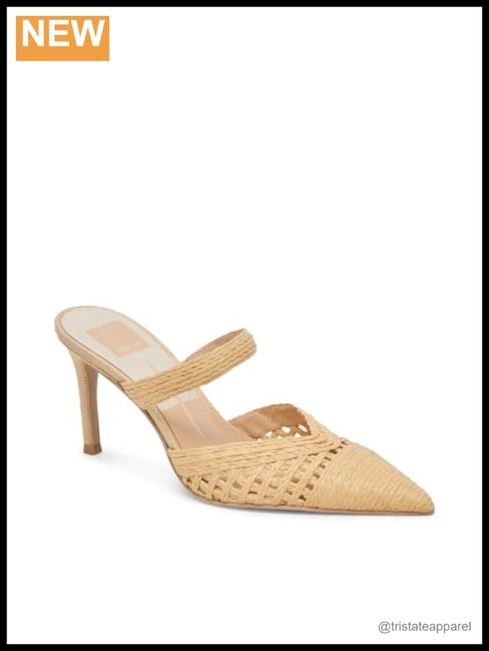 Raffia Pointed Toe Stiletto Heel Slip On Sandals